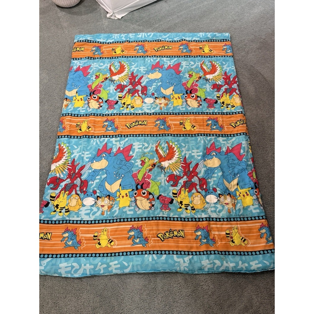 Vintage 1998 Pokemon Bed Comforter Blanket Nintendo Rare Video Game Twin Size